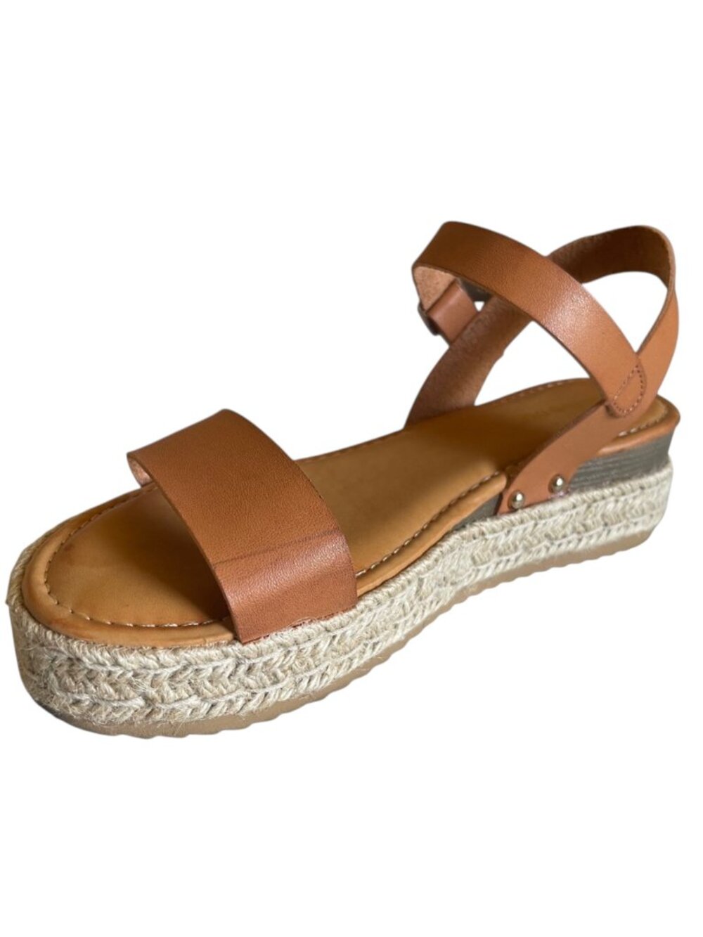 Bamboo Motivate-01 Women's Espadrille Braided Jute Flatform Tan Sandals
